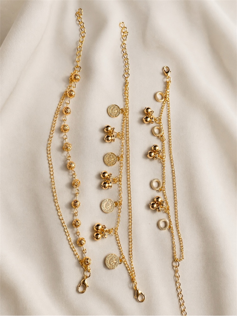 Bundle 3 Gold Tone Charm Bracelet Bundle – 8 Inch Adjustable – Boho Chic NWT - Picture 5 of 5